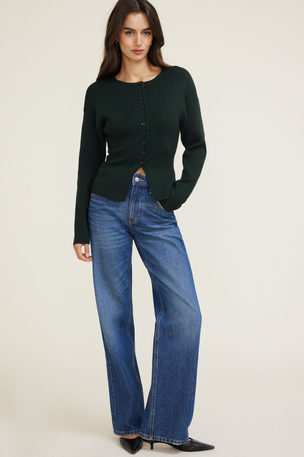 Fitted Drop Shoulder Cardigan