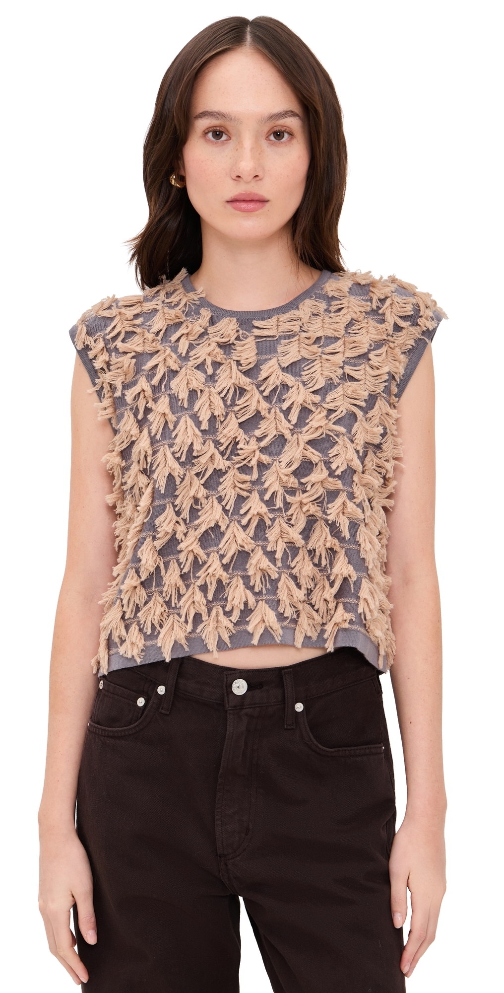Hazlitt Fringe Top Dusty Mauve/Blush