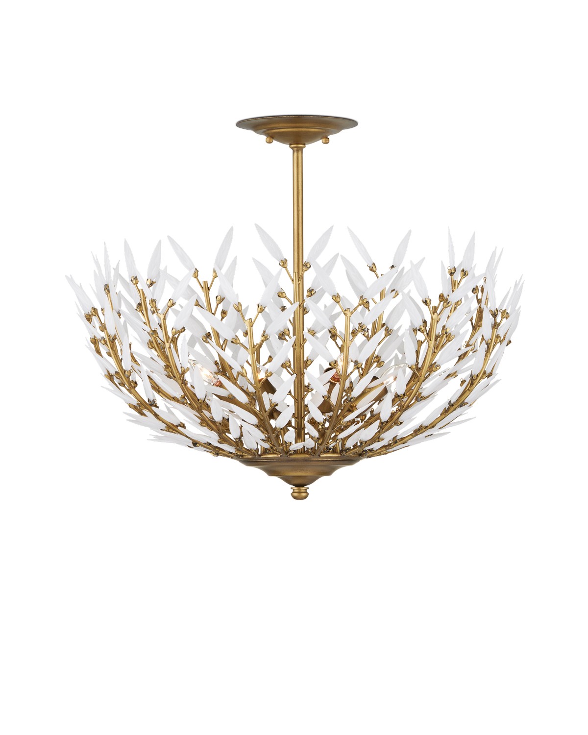 Brass White Semi-Flush Mount from the Magnum Opus Collection