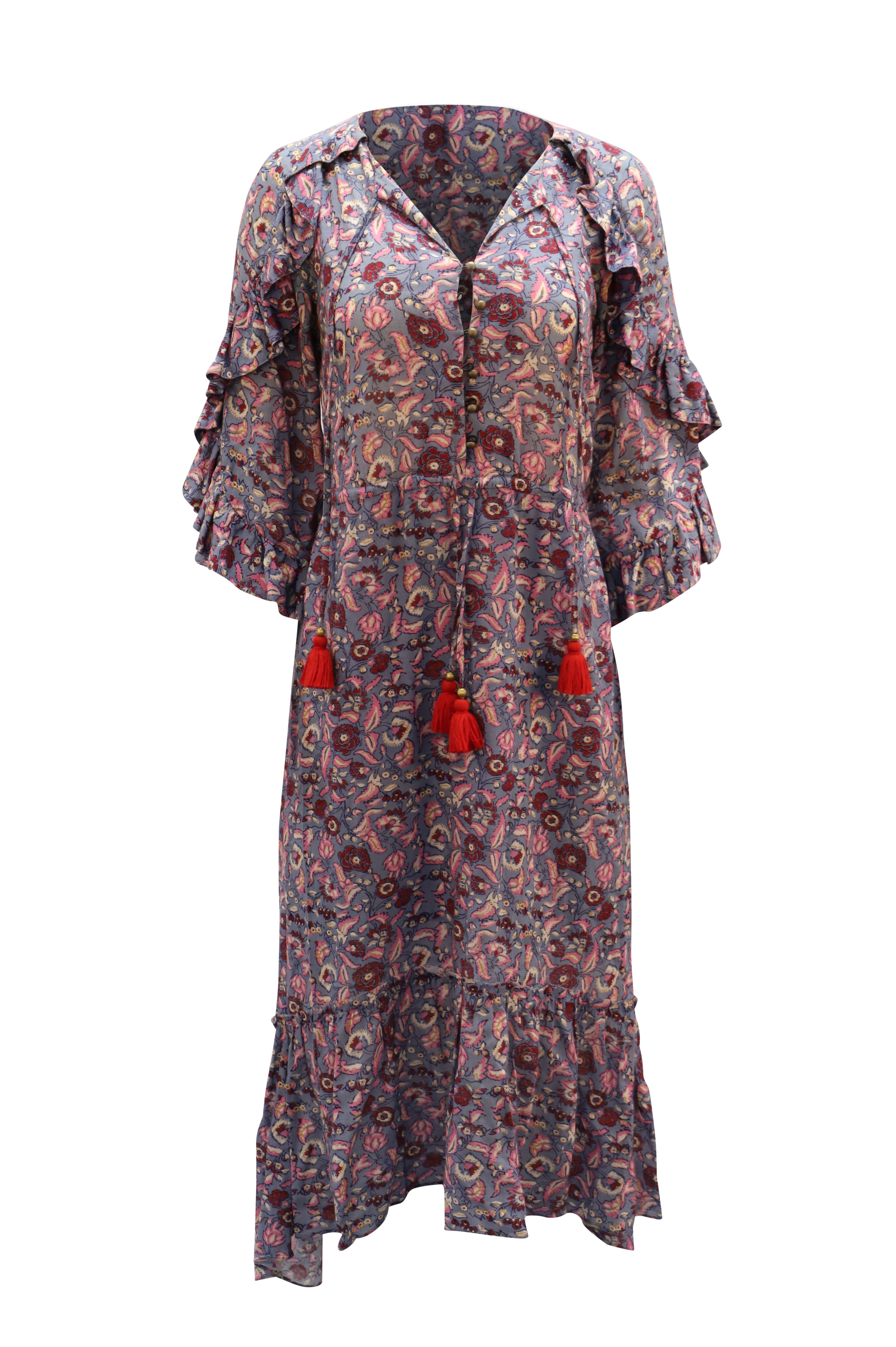Printed Boho Dress in Multicolor Viscose
