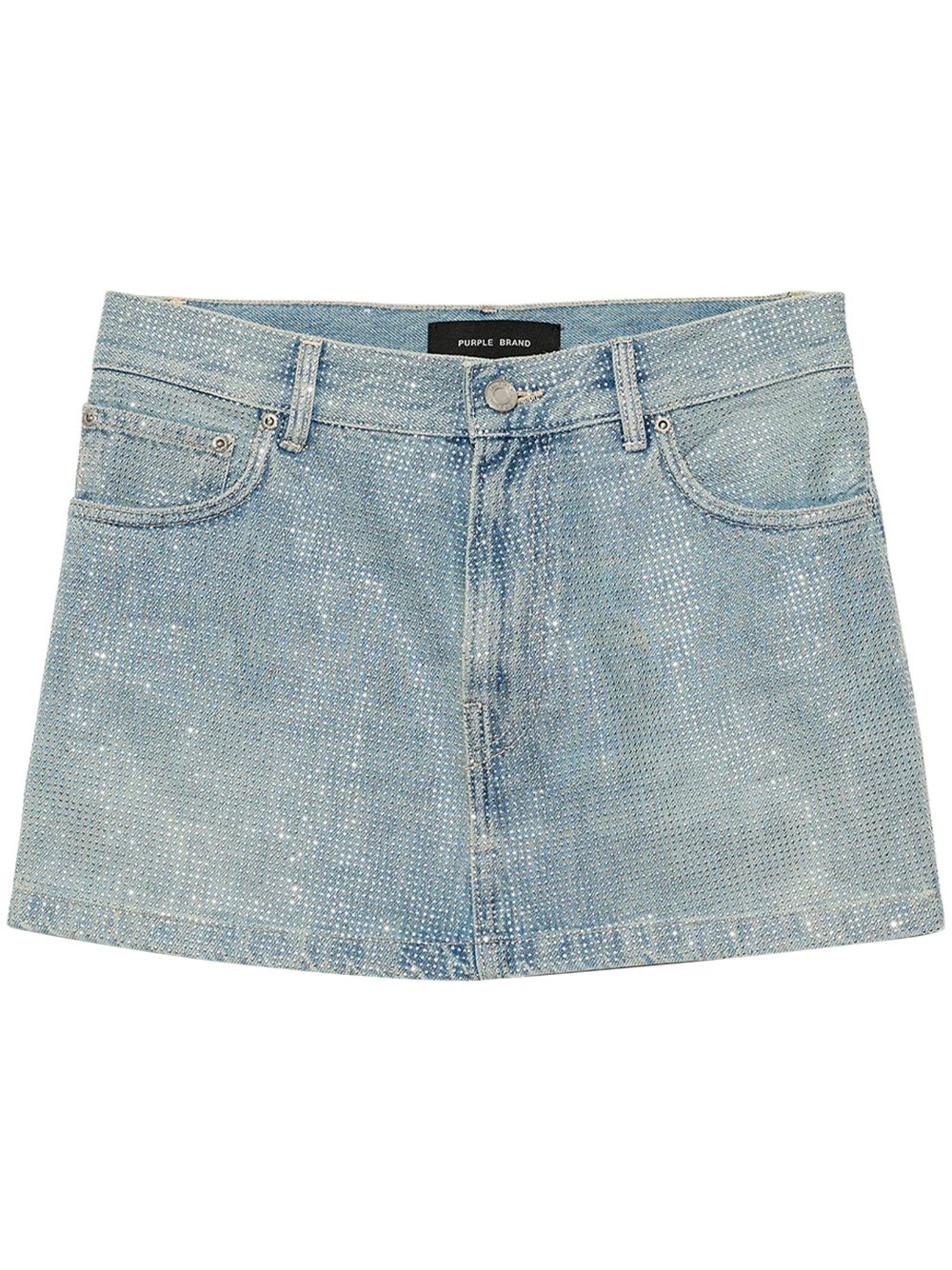 Rhinestone-embellished denim miniskirt - Blue