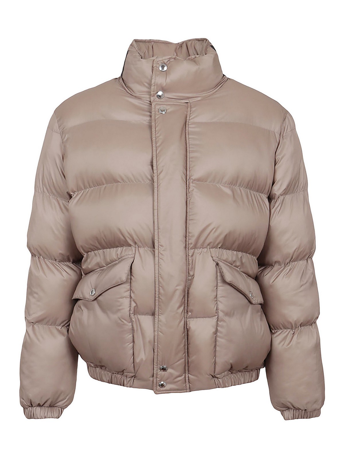 Graffiti-printed collar quilted puffer jacket
