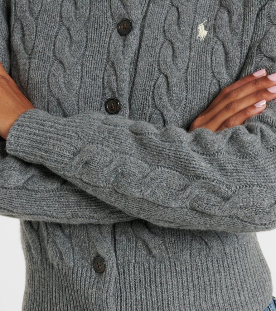 Cable-knit wool and cashmere cardigan