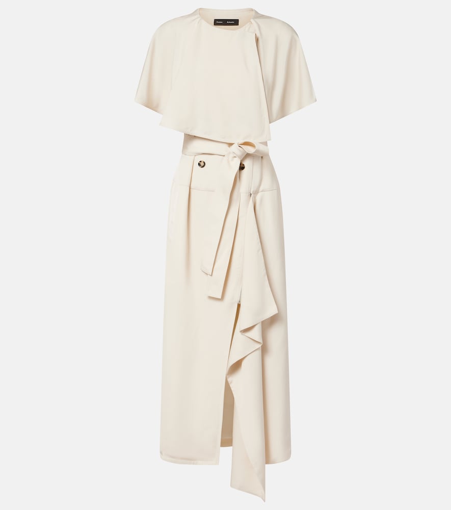 Isolde caped twill midi dress