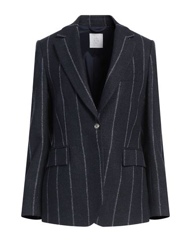 Eleventy Platinum Woman Blazer Midnight blue Size 4 Alpaca wool, Polyamide, Linen