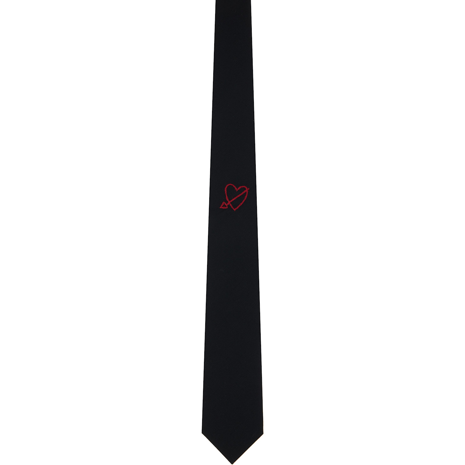 Black Heart Embroidered Tie