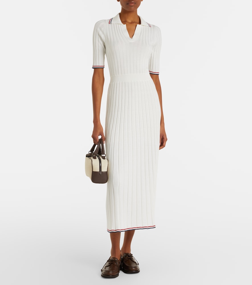 Ribbed-knit cotton midi dress