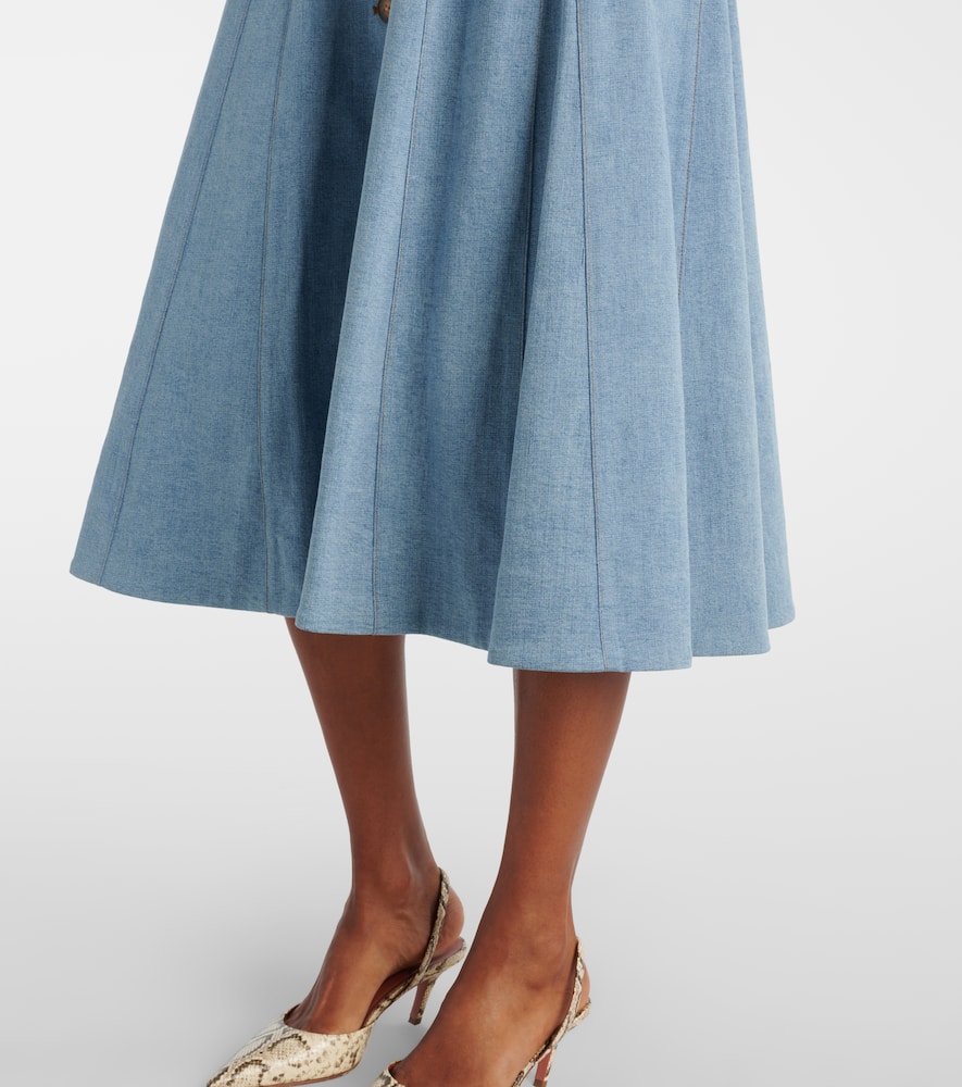Lou pleated denim midi dress