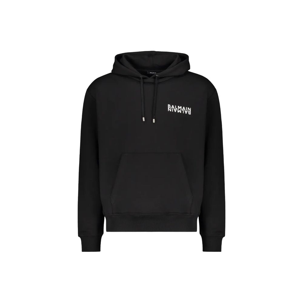 Logo-Print Cotton Hoodie — Black