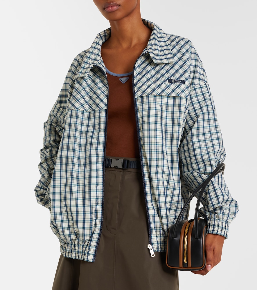 Checked cotton-blend chambray jacket