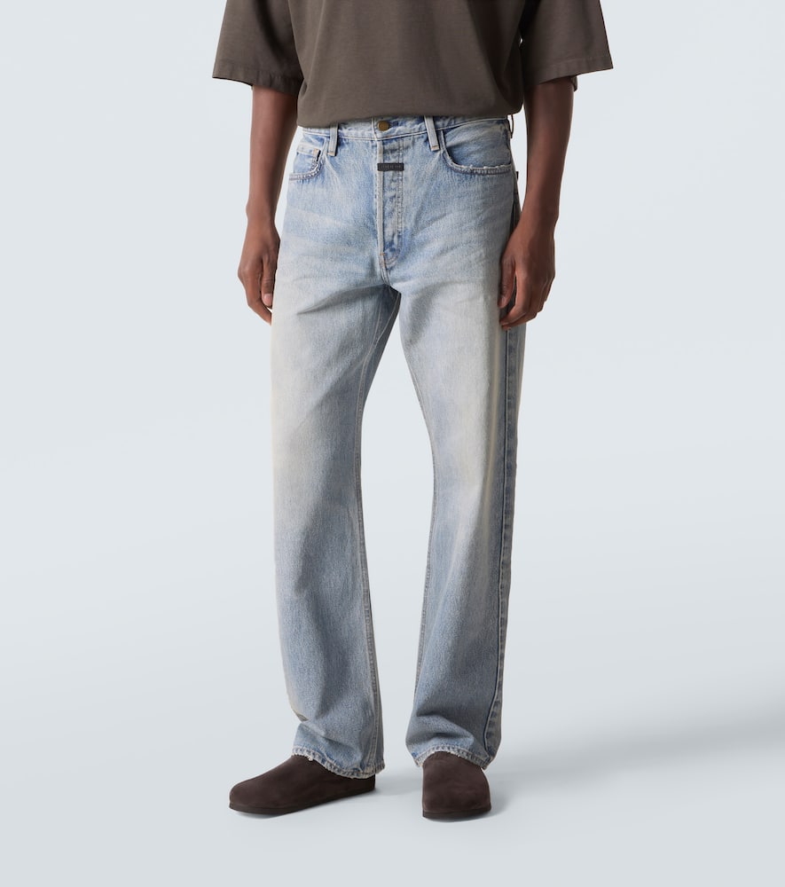 Faded mid-rise straight jeans