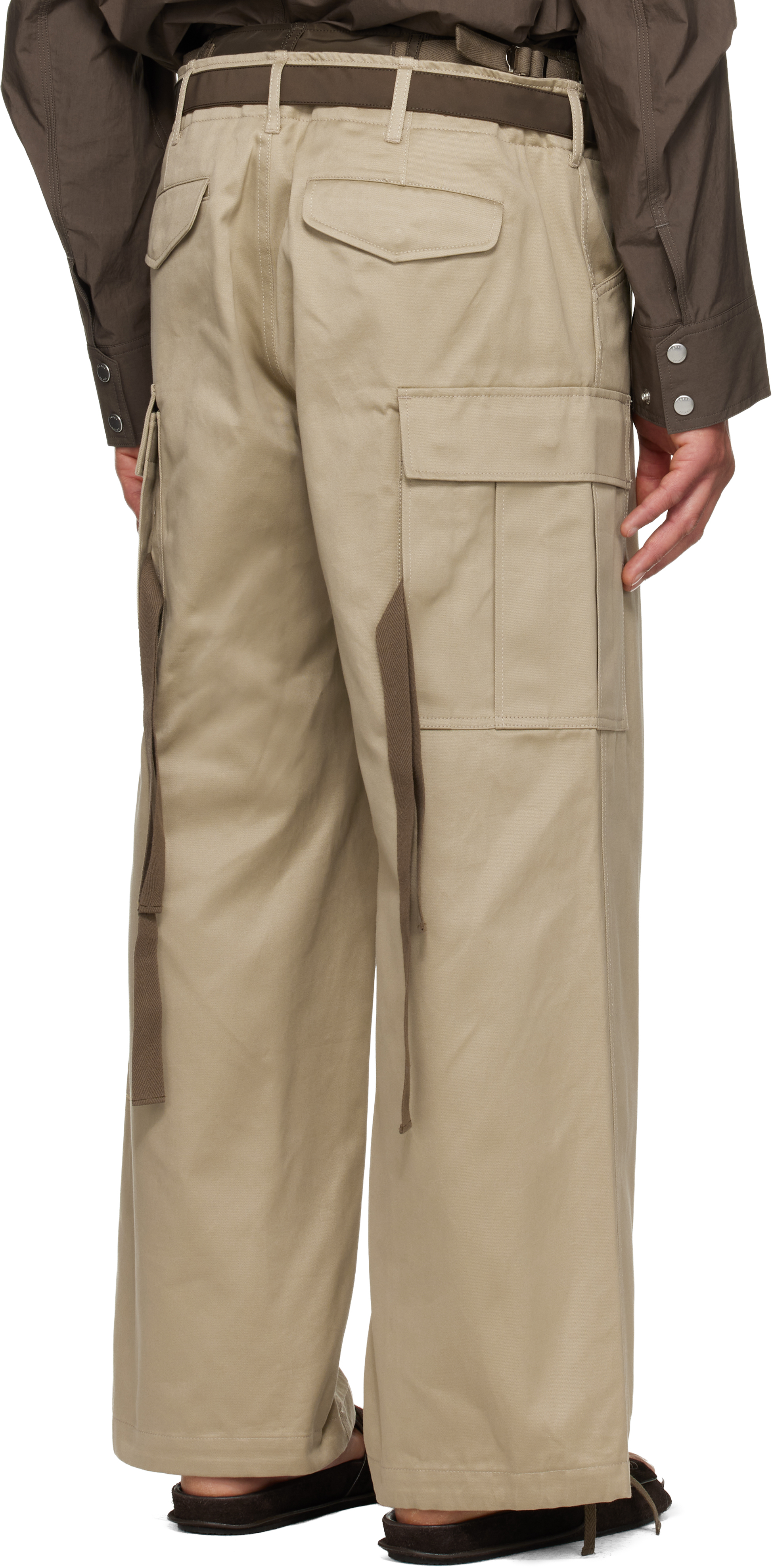 Tan Cotton Chino x Nylon Twill Cargo Pants