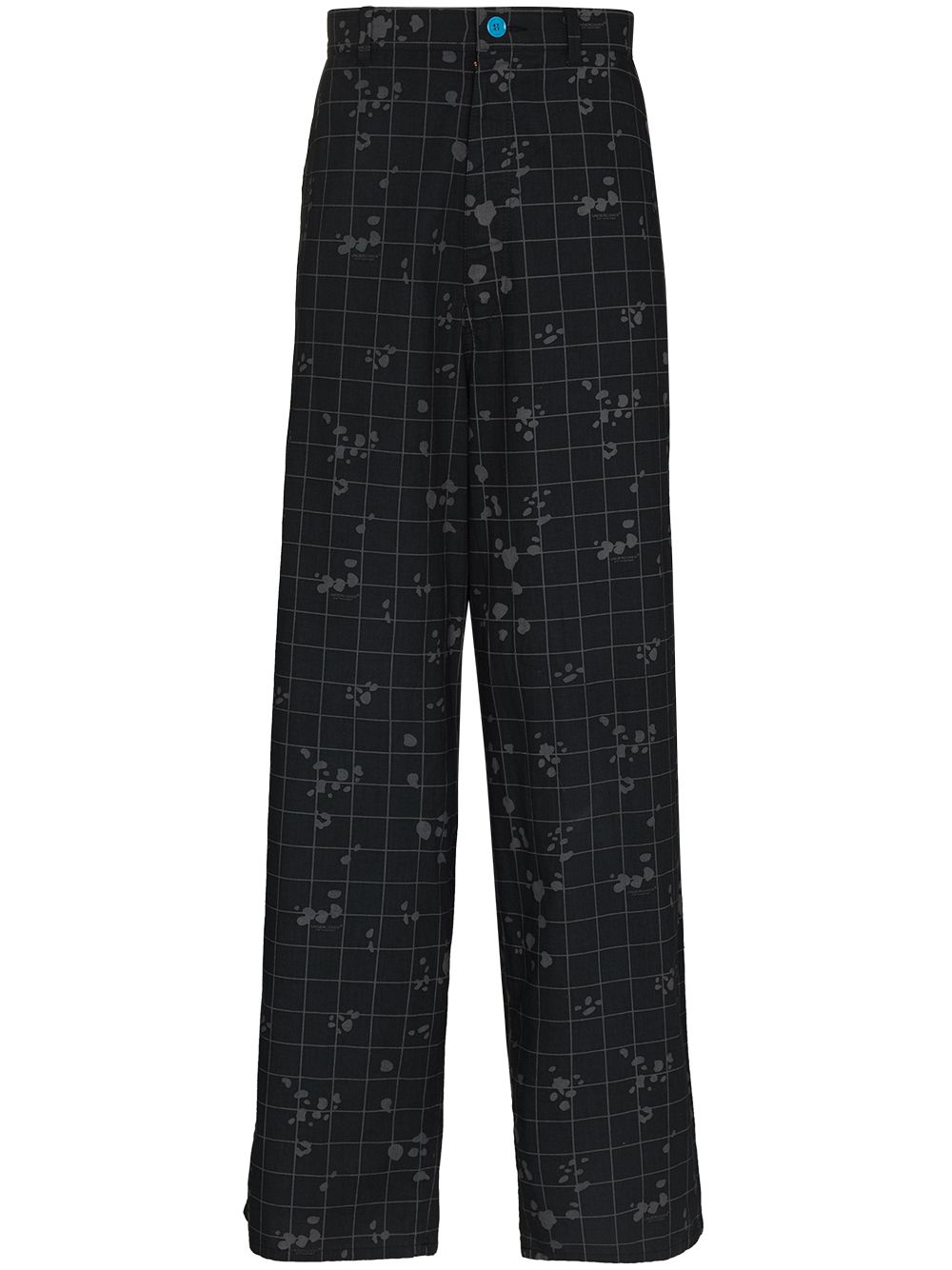 Check-pattern loose-fit trousers - Black