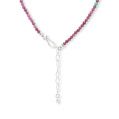 "18"" Ruby and Baja Turquoise Beaded Necklace"