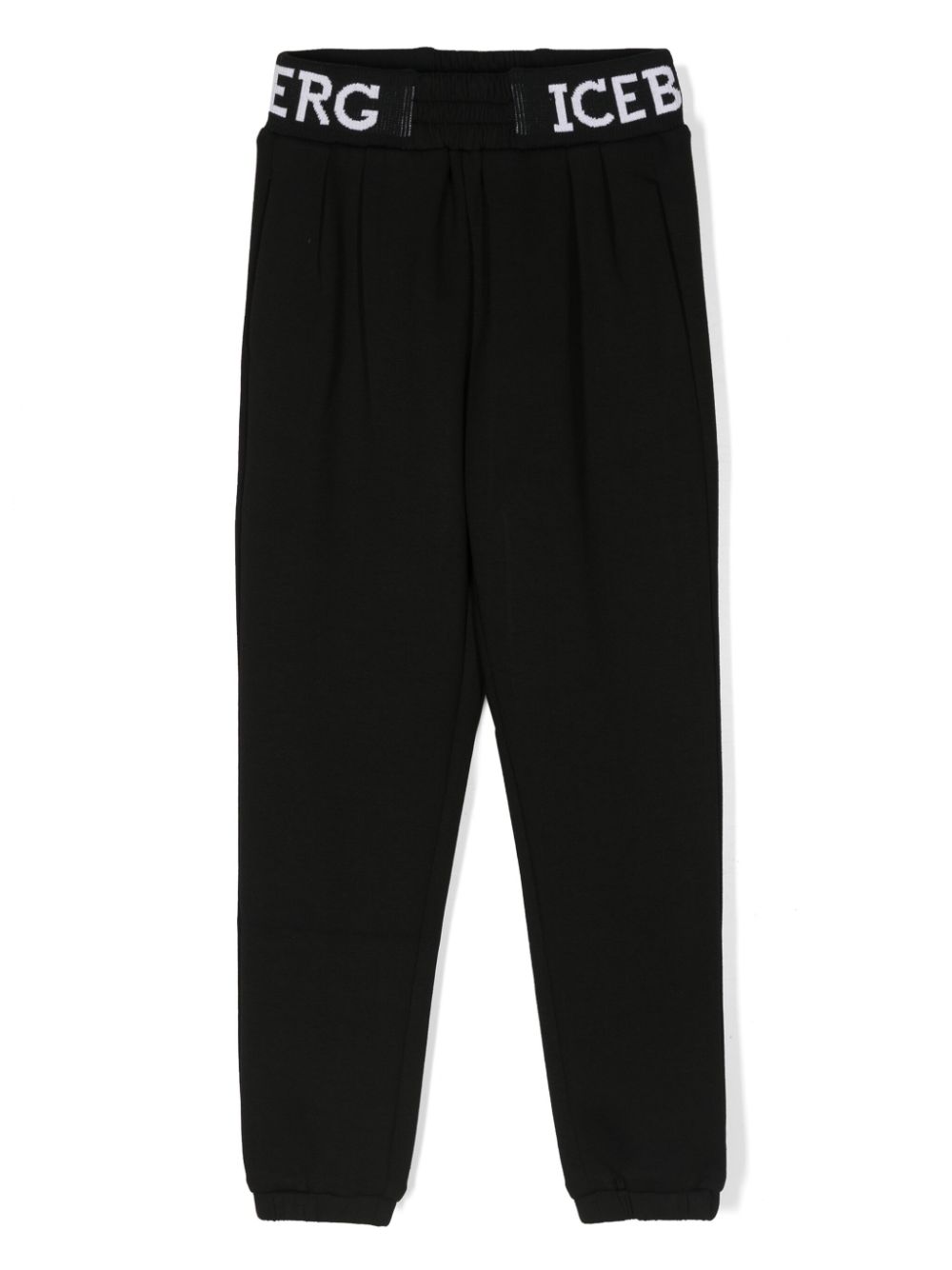 Logo-waistband cotton trousers - Black