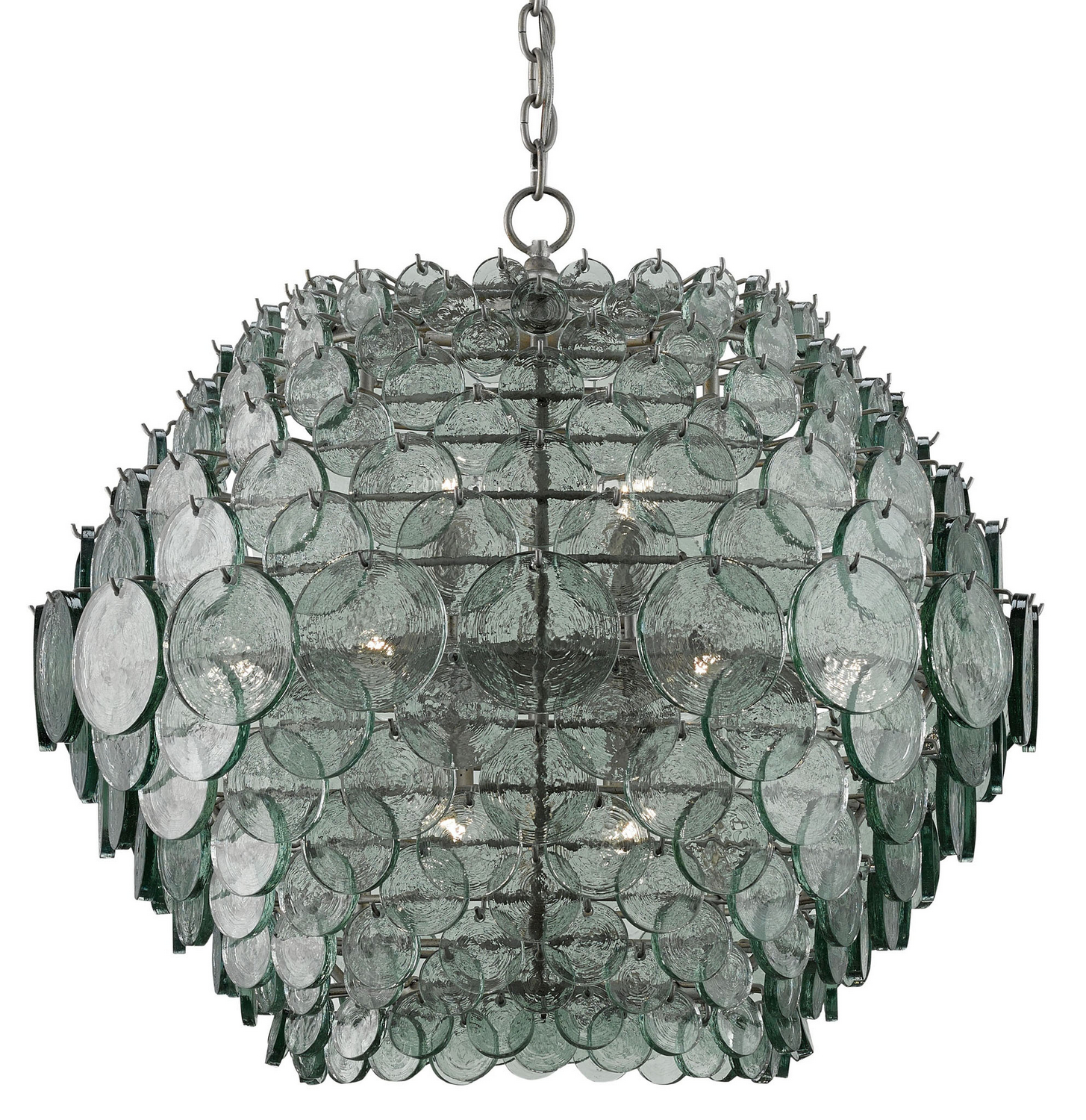 Painted Silver Granello 14 Light Chandelier from the Braithwell Collection