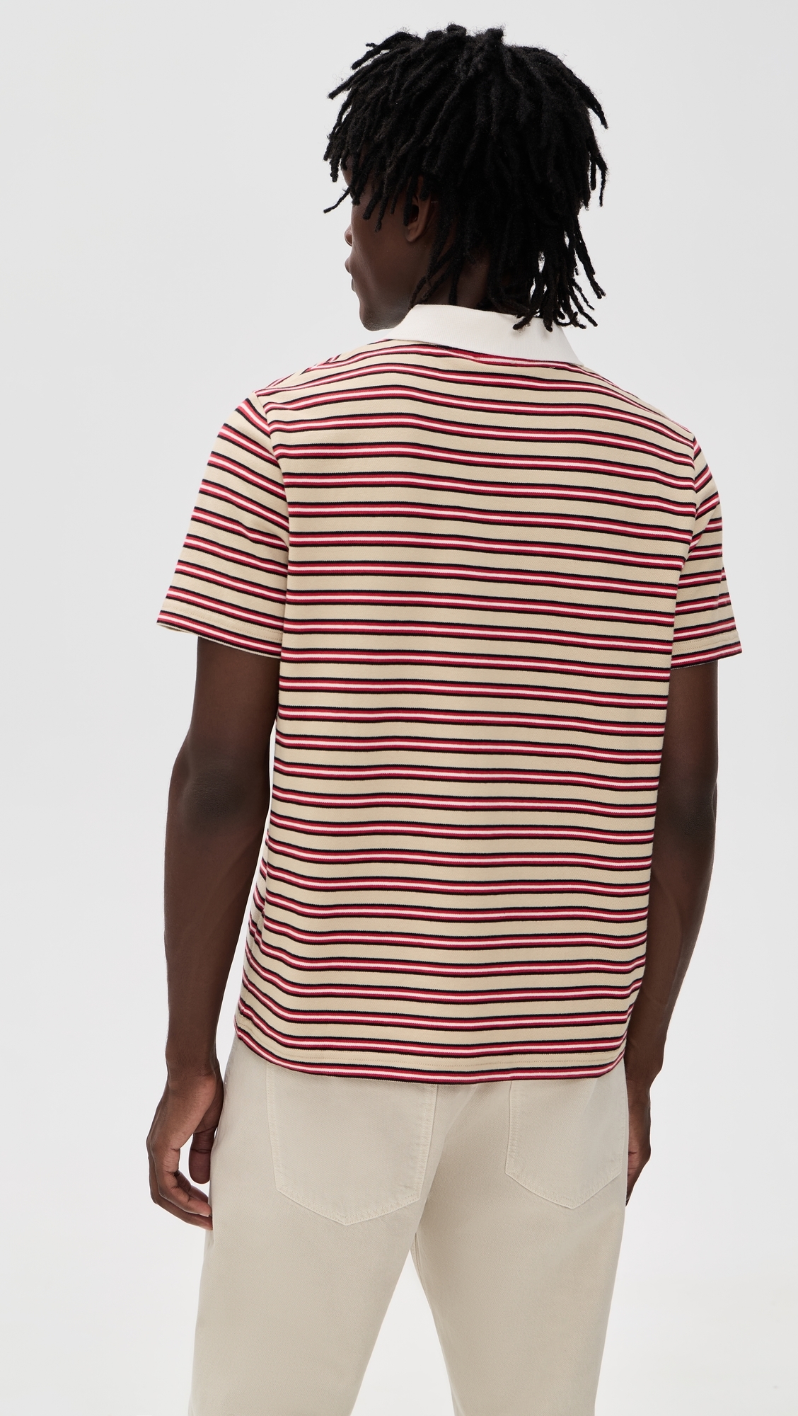 A. P.C. Oscar Striped Polo Shirt Bac Dark Beige