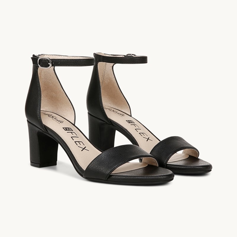 Stride Shoes Florence Dress Sandal Black Faux Leather