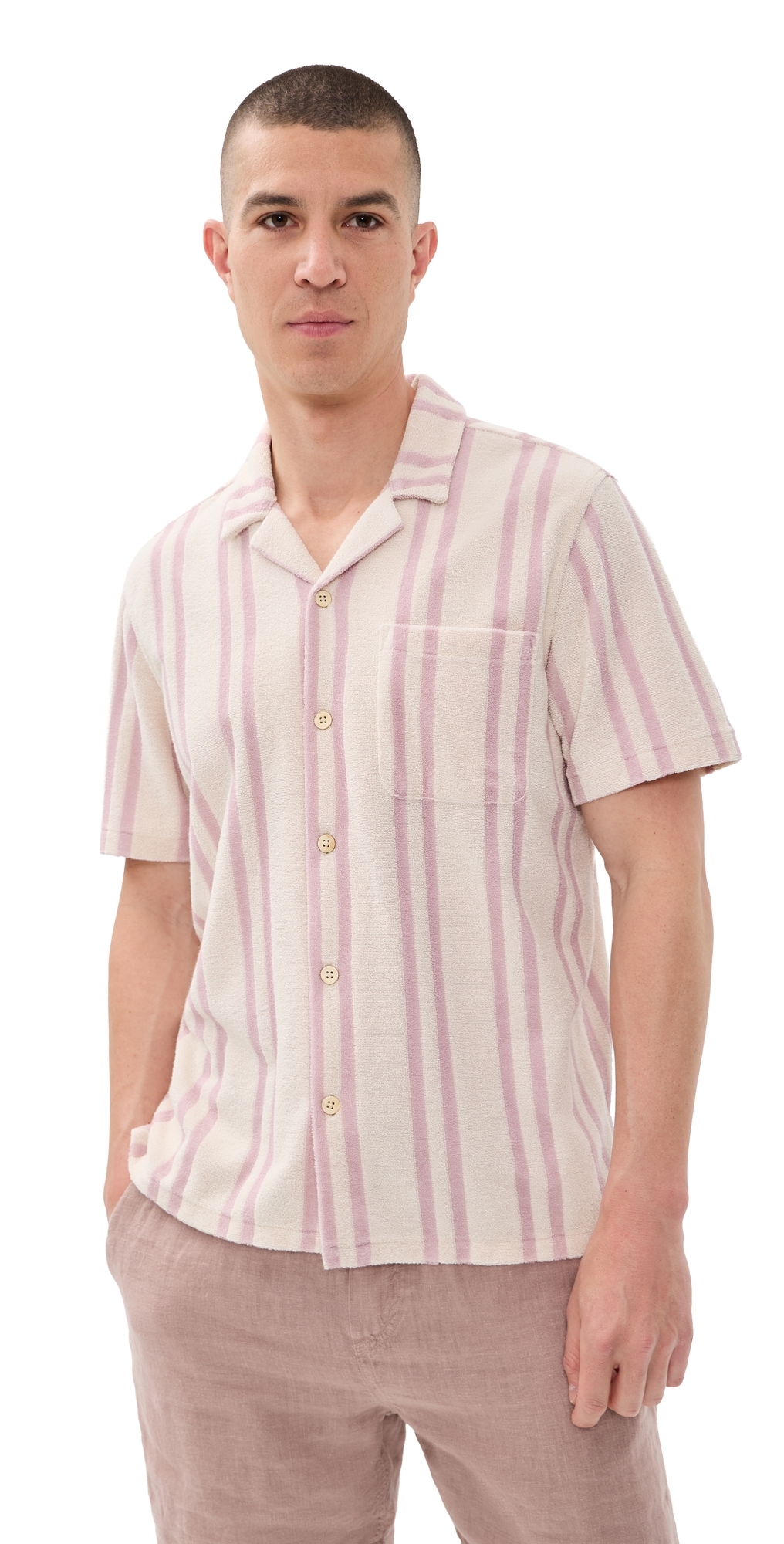 Cabana Towel Terry Shirt Pink Springs Stripe