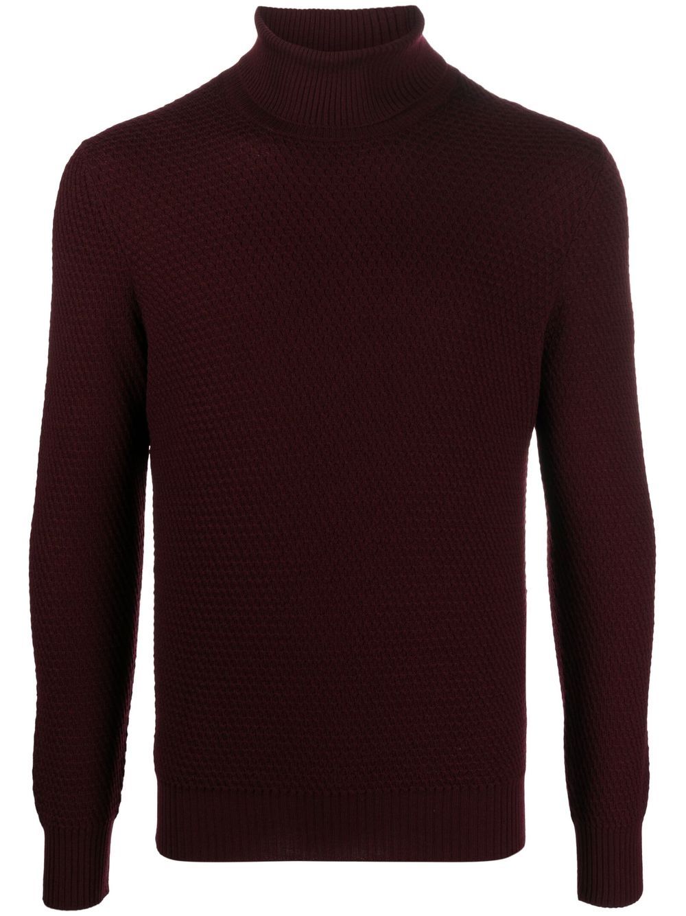 Roll-neck virgin wool jumper - Red