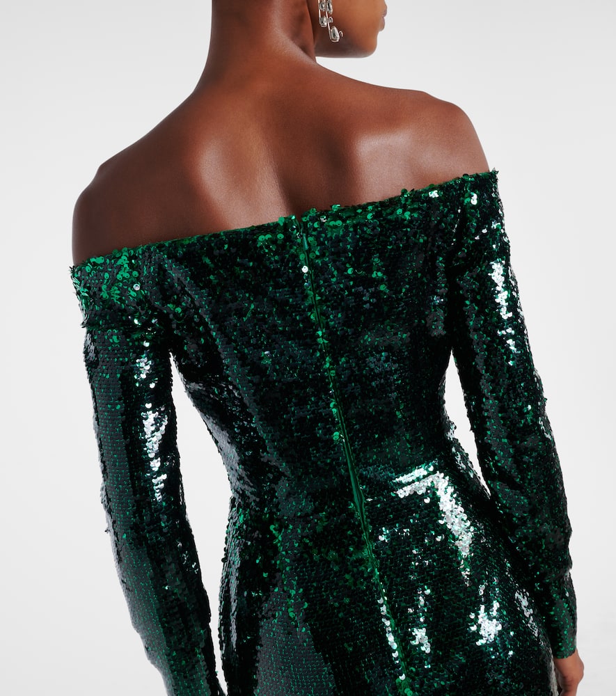 Sequined off-shoulder gown