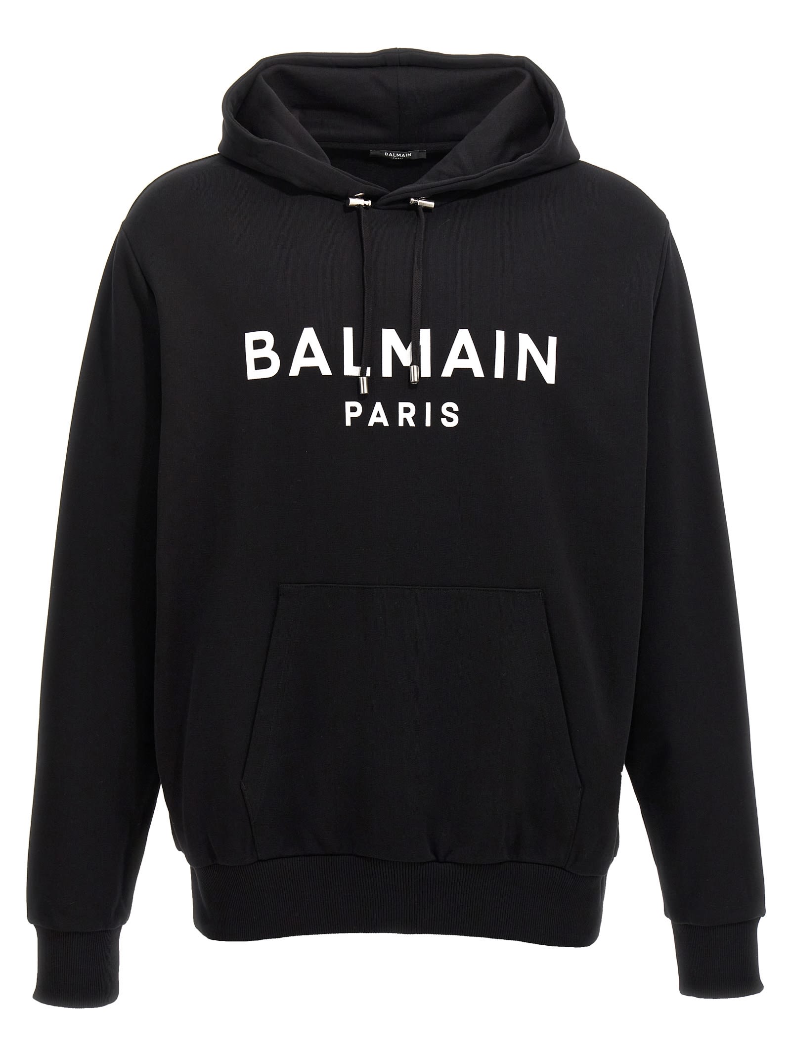 Black Hoodie With Contrasting Logo Print In Cotton Man