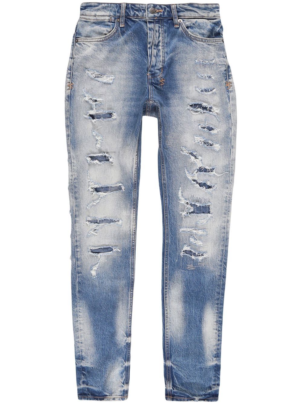 Ripped-detail slim-fit jeans - Blue