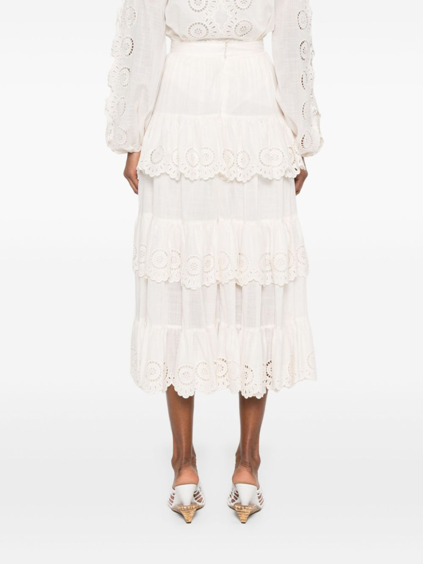 Lucky Embroidered Midi Skirt