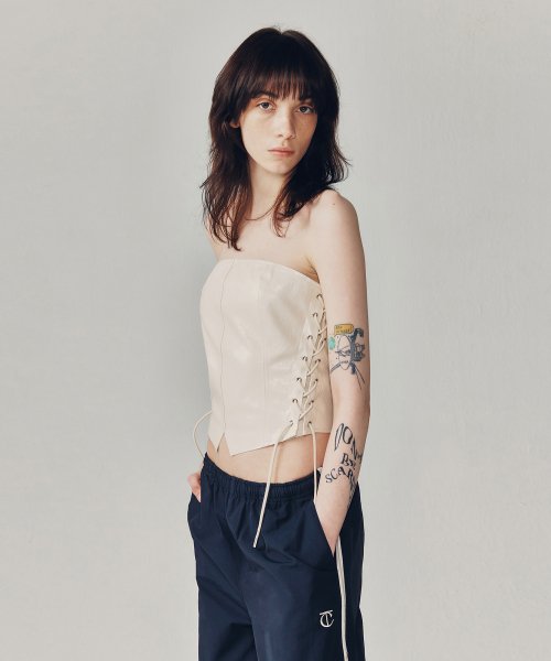 VEGAN LEATHER BUSTIER TOP