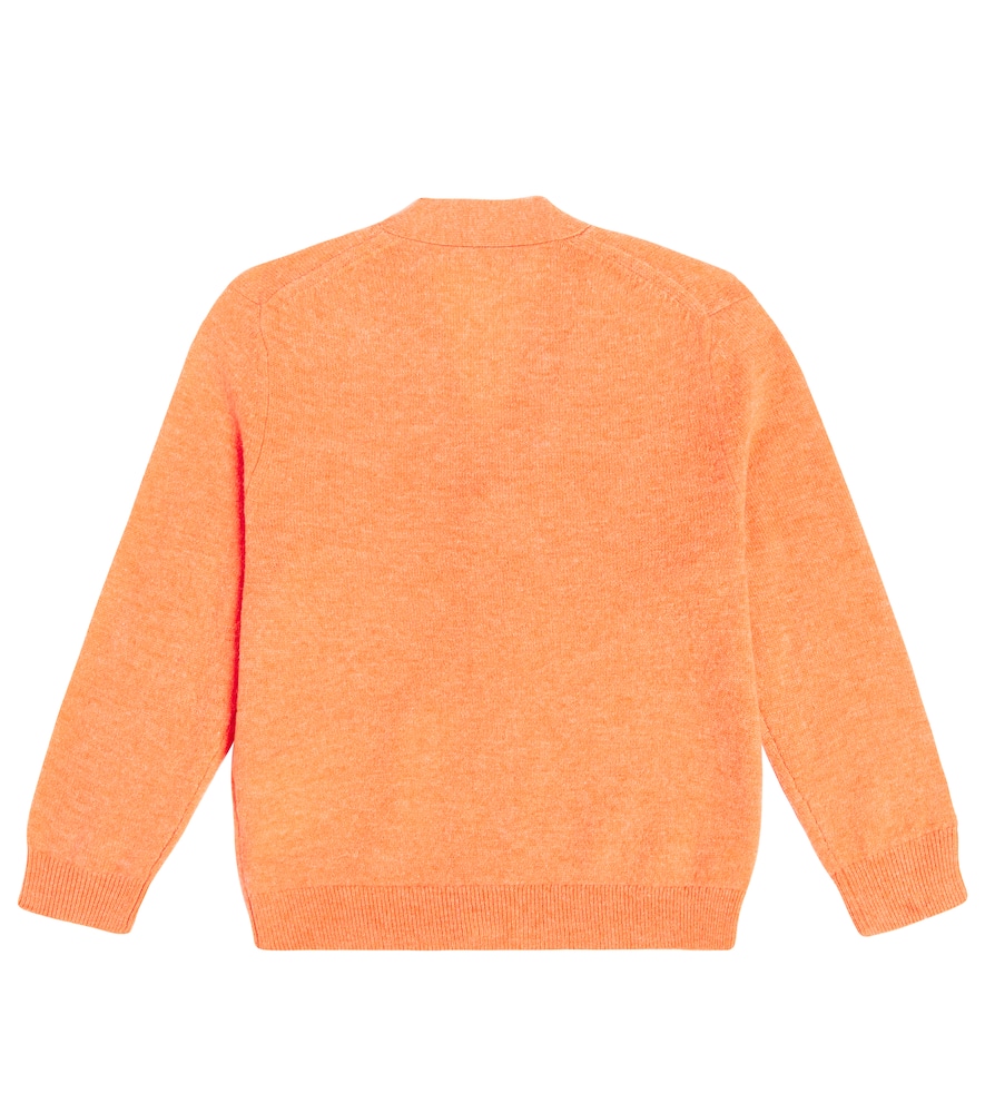 Acne Studios Kids Face Logo V-neck wool cardigan
