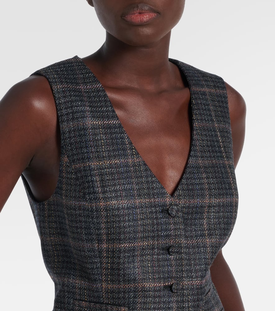 Coleridge checked wool and silk vest