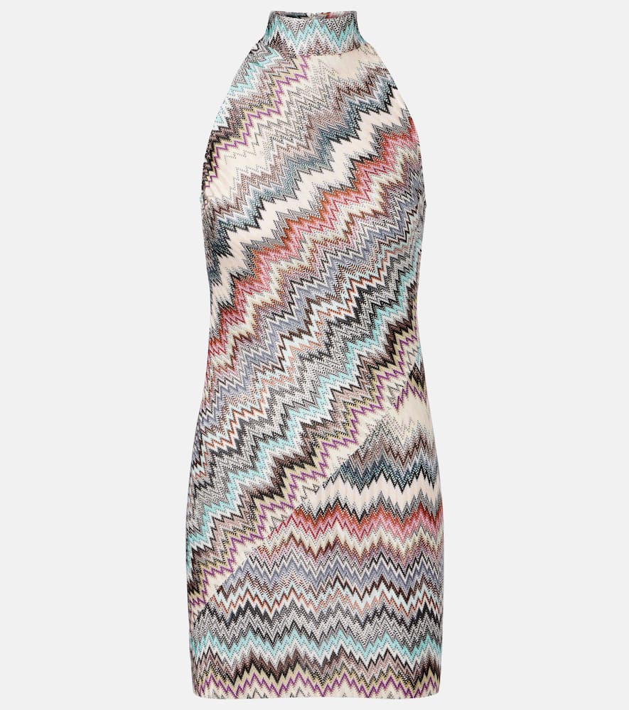 Zig Zag embellished lamé minidress