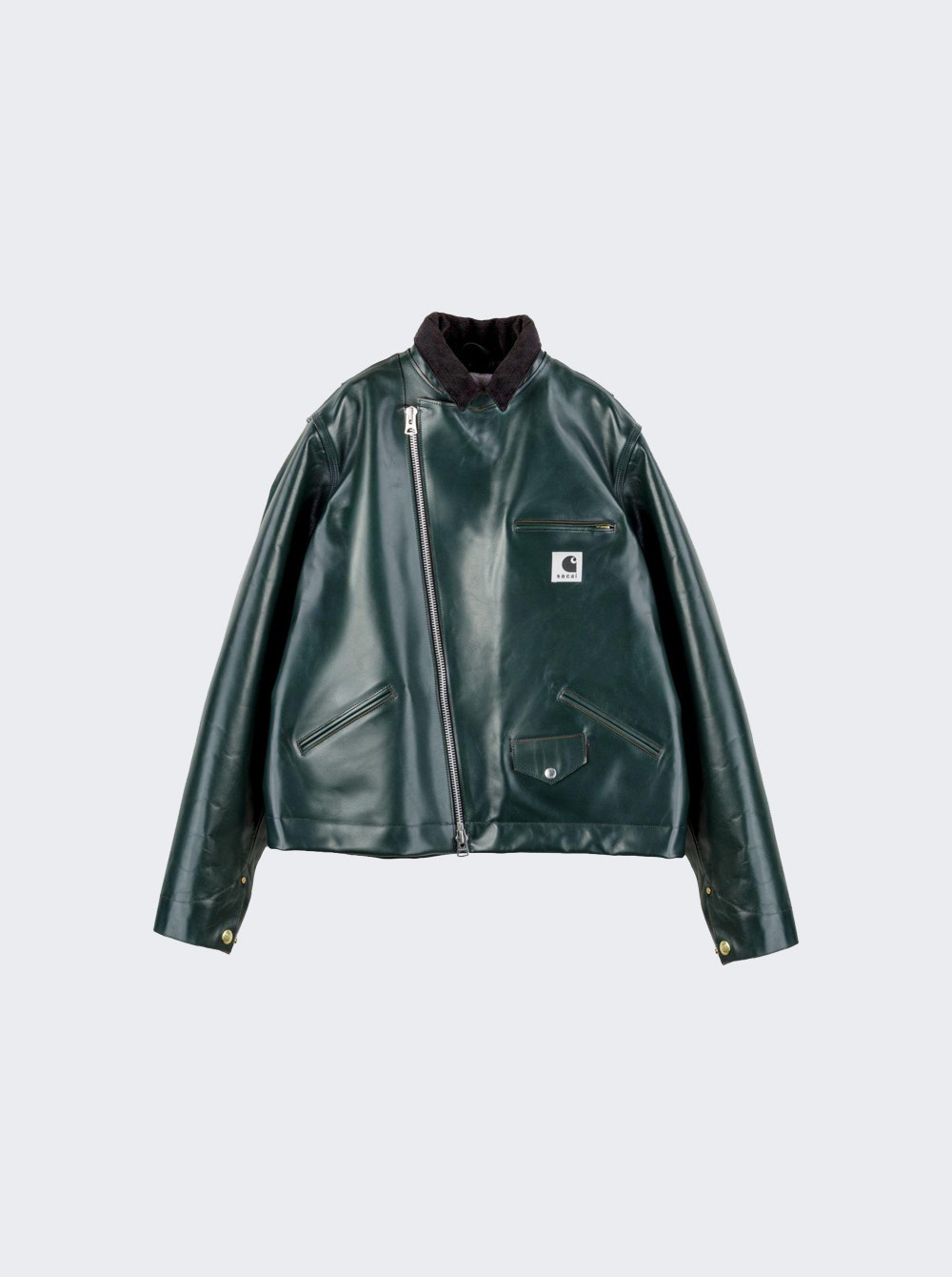 X Carhartt Wip Leather Jacket Green