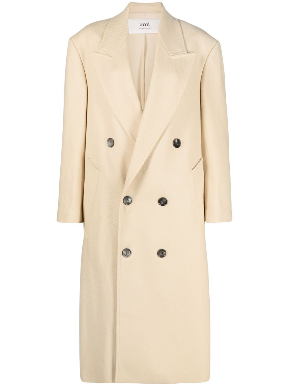 Double-breasted virgin-wool coat - White