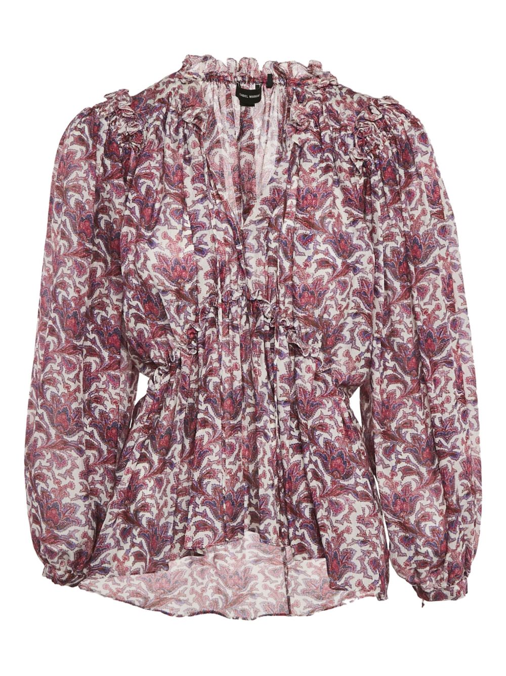 Floral-printed puff-sleeve blouse - Pink