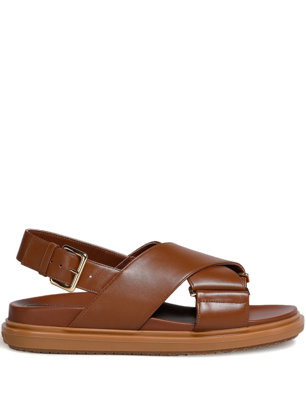 Cross-strap leather sandals - Brown