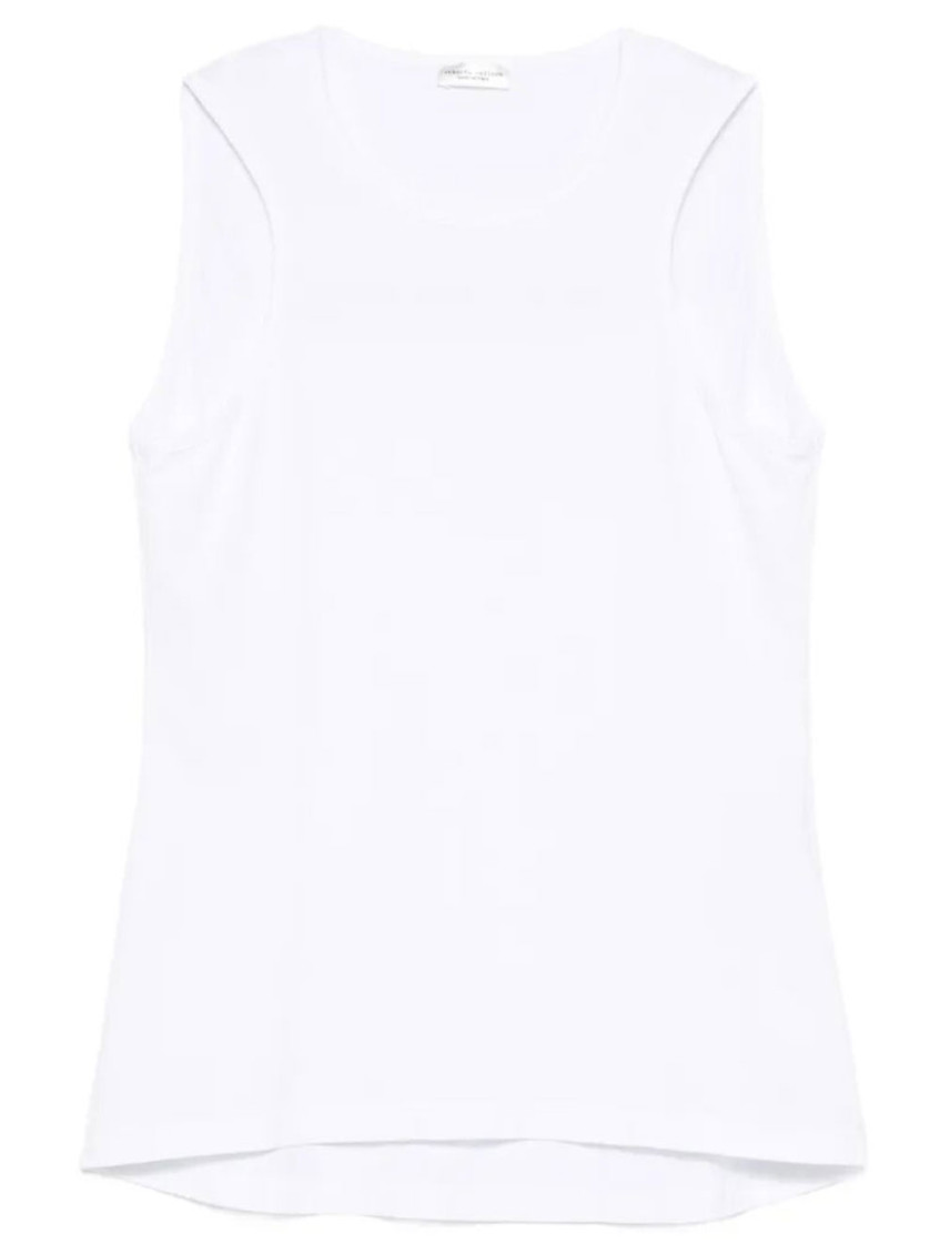 White Solid Round Neck Top
