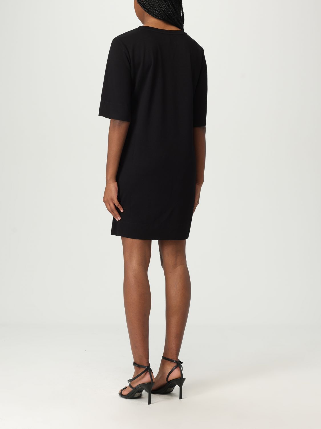 Emporio Armani logo-embroidered T-shirt min dress - Black