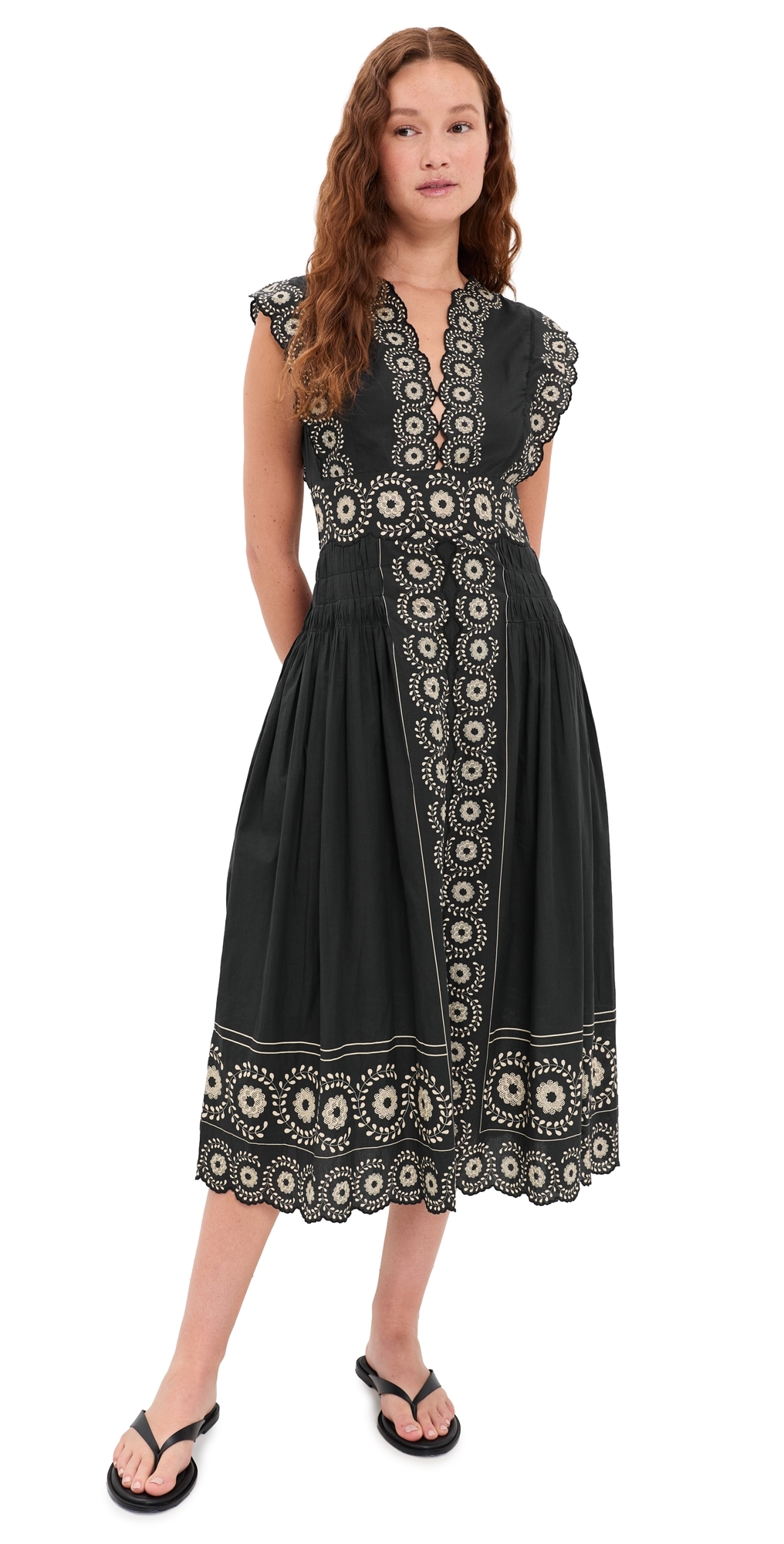 Mirabel Print Midi Dress Black