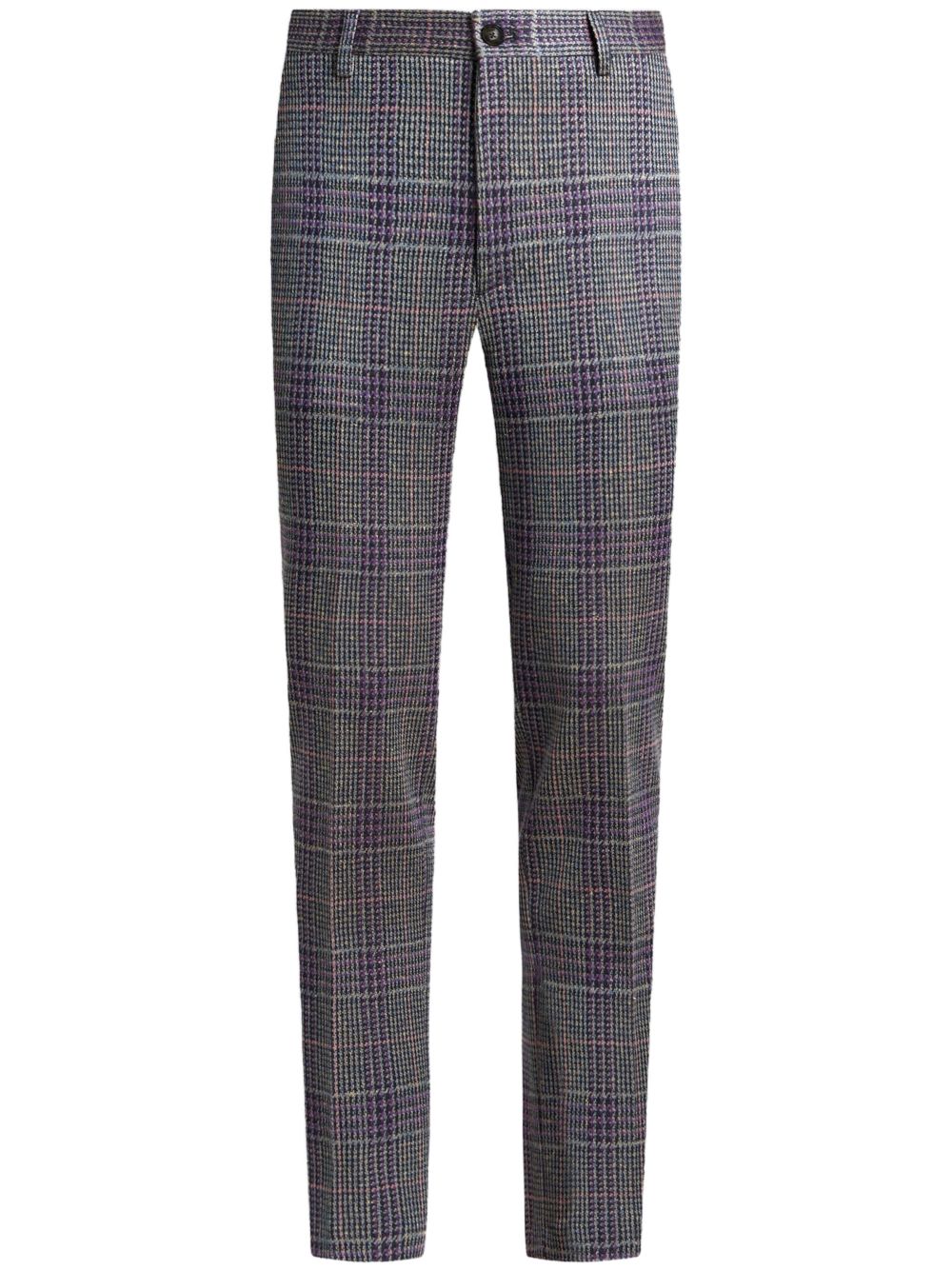 Check-pattern trousers - Purple