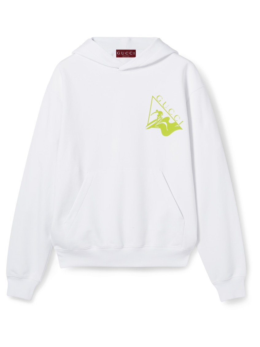 White Cotton jersey hoodie
