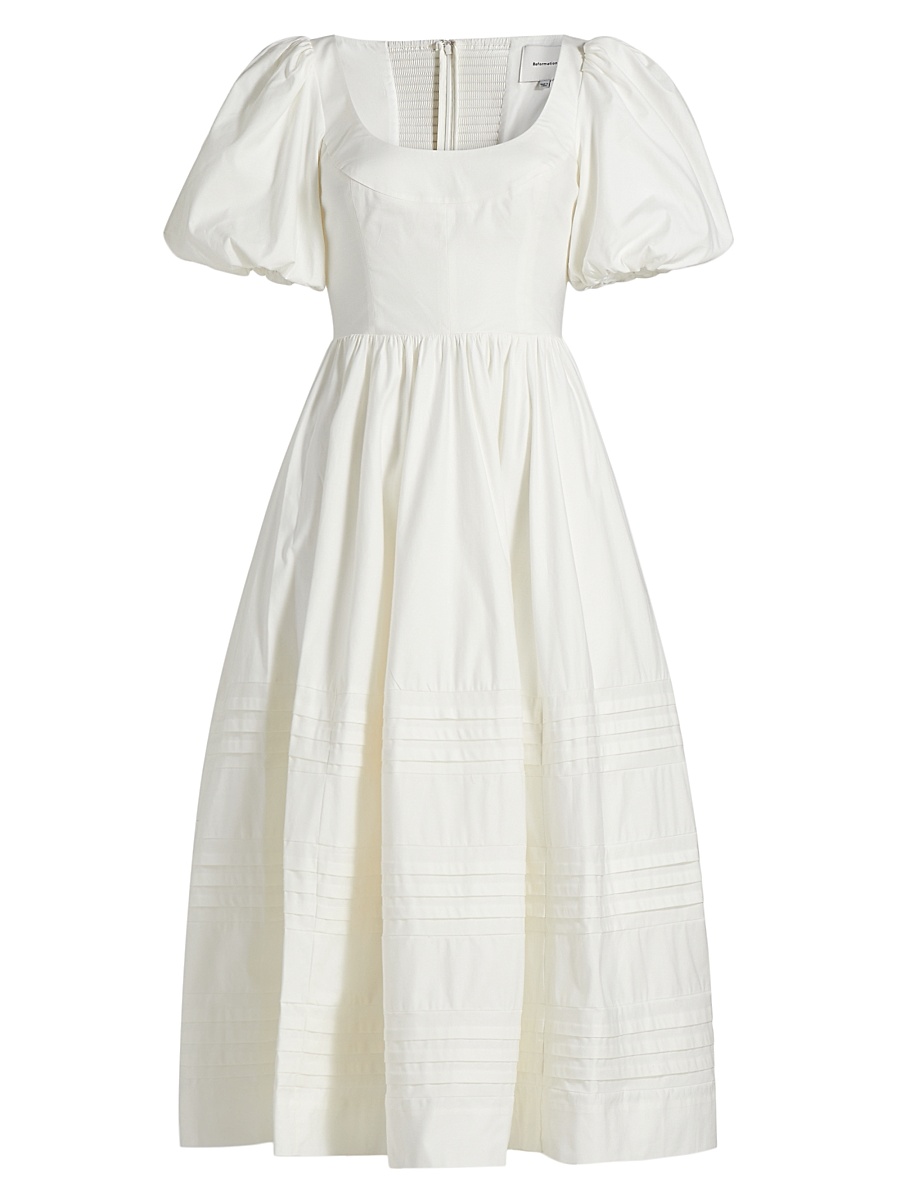 Women's Everlyn Stretch Cotton Poplin Midi-Dress - White