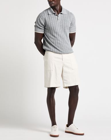 Man Shorts & Bermuda Shorts Ivory Size 38 Cotton, Linen, Elastane