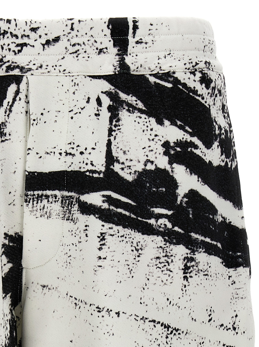 -All Over Print Bermuda Shorts Bermuda, Short Bianco/Nero-Uomo