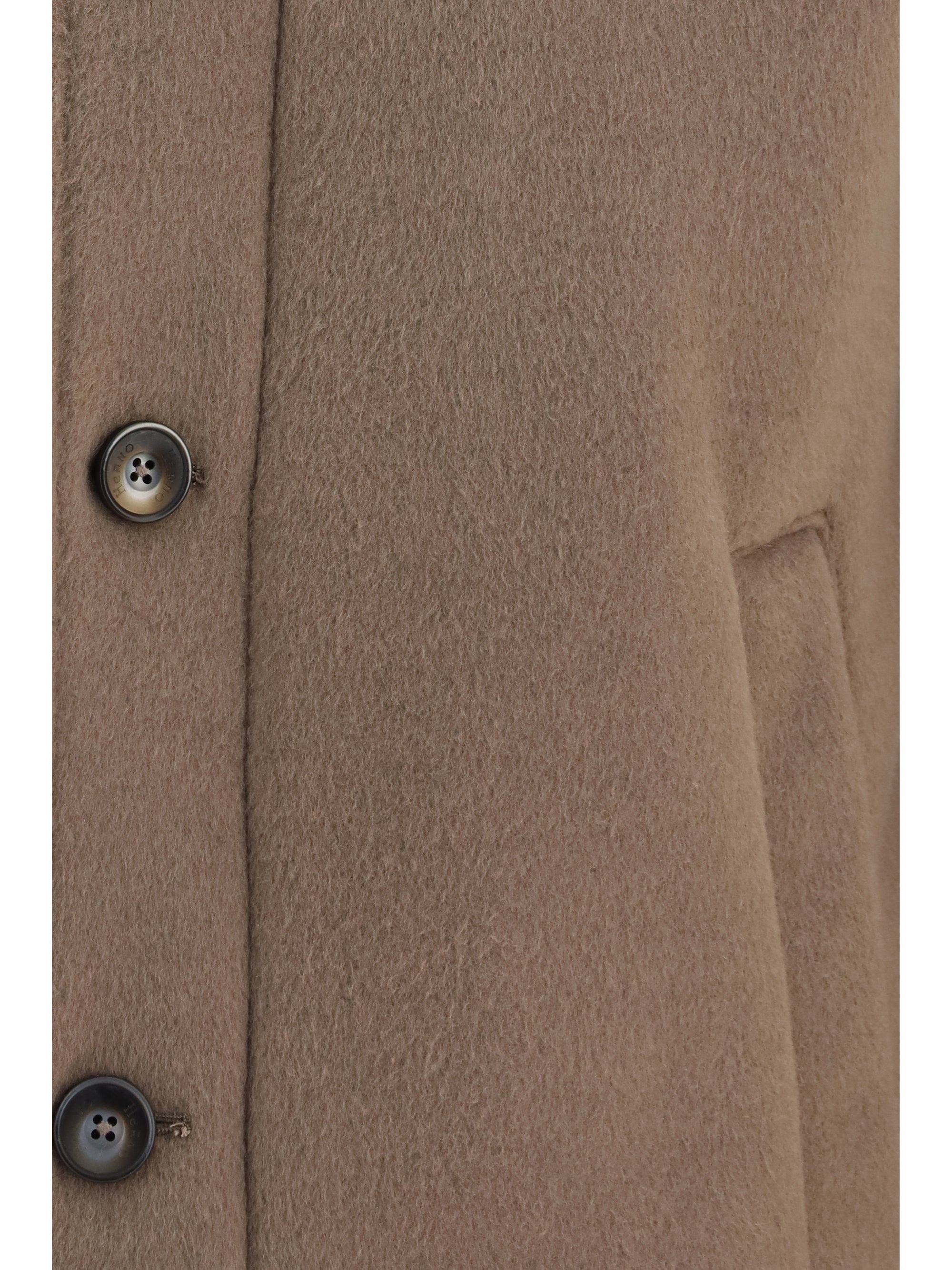 Hooded Button-Front Jacket — Brown