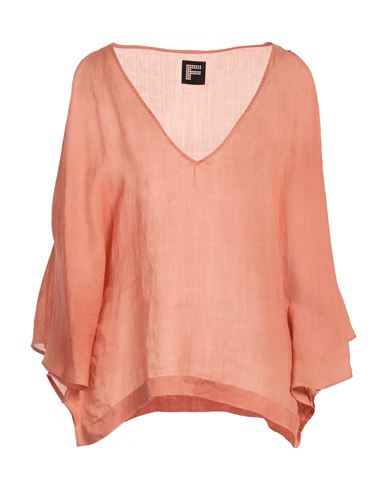 Woman Top Coral Size L Ramie