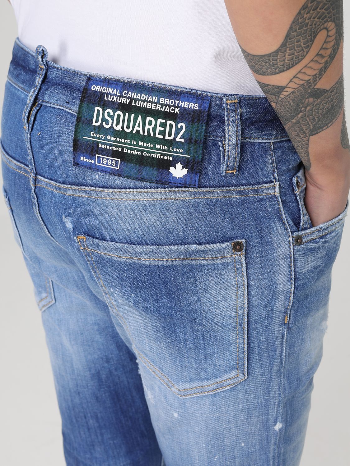 Distressed tapered-leg trousers - Blue