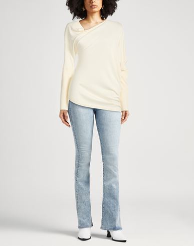 Woman Sweater Cream Size 8 Virgin Wool, Silk