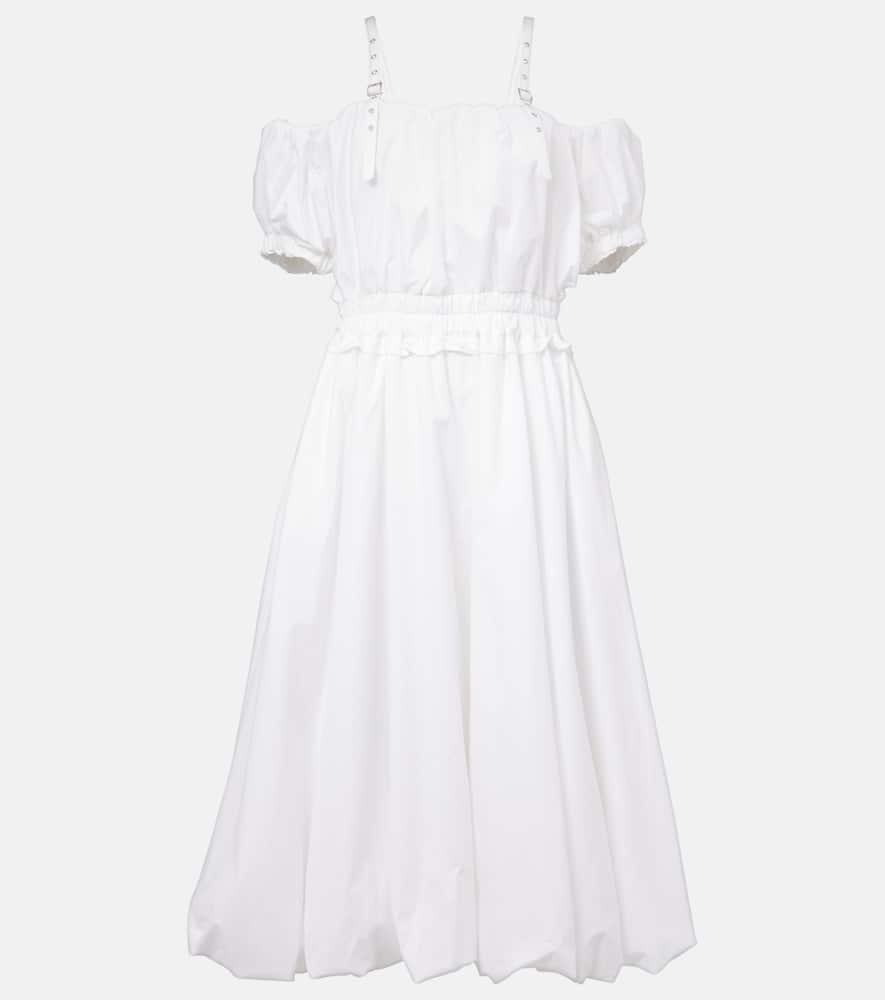 Off-shoulder cotton poplin midi dress