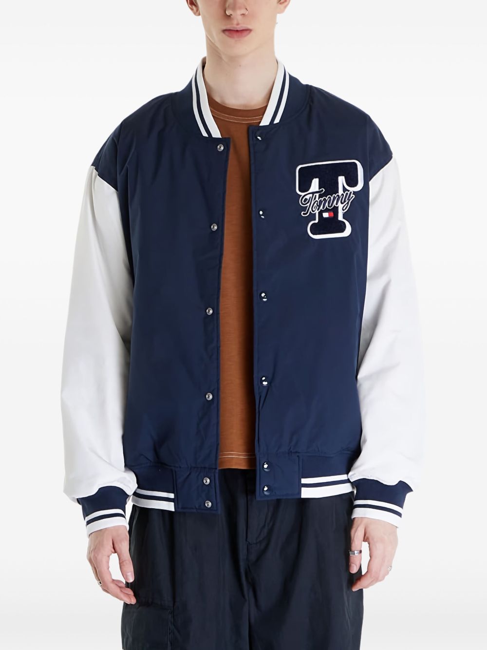 Logo-embroidered bomber jacket - Blue